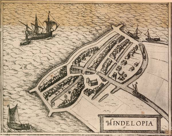 Kaart van Hindeloopen door Braun en Hogenberg